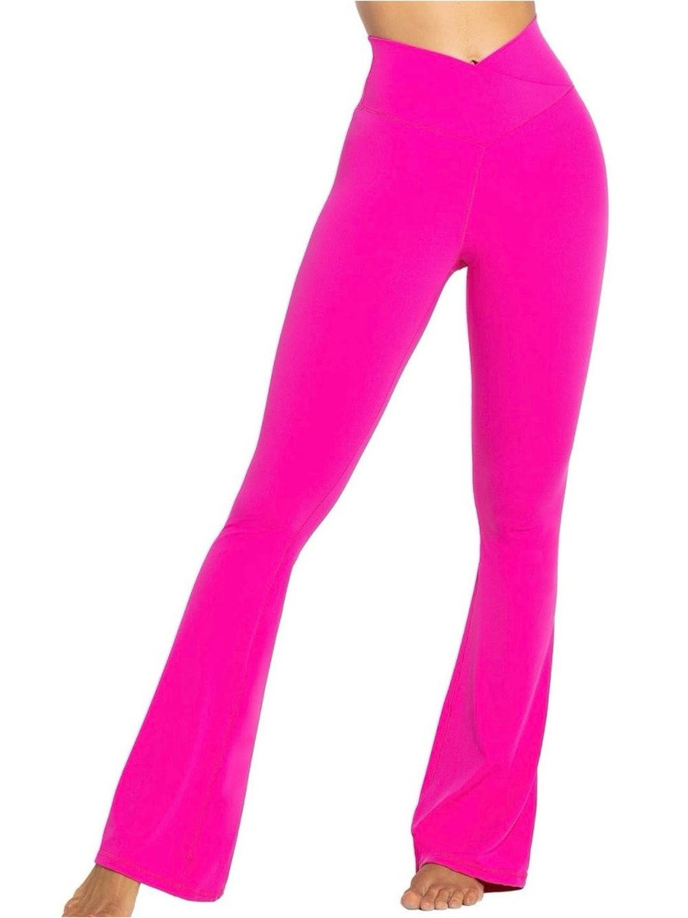High-Waist Flared Yoga Pants - Hot Pink